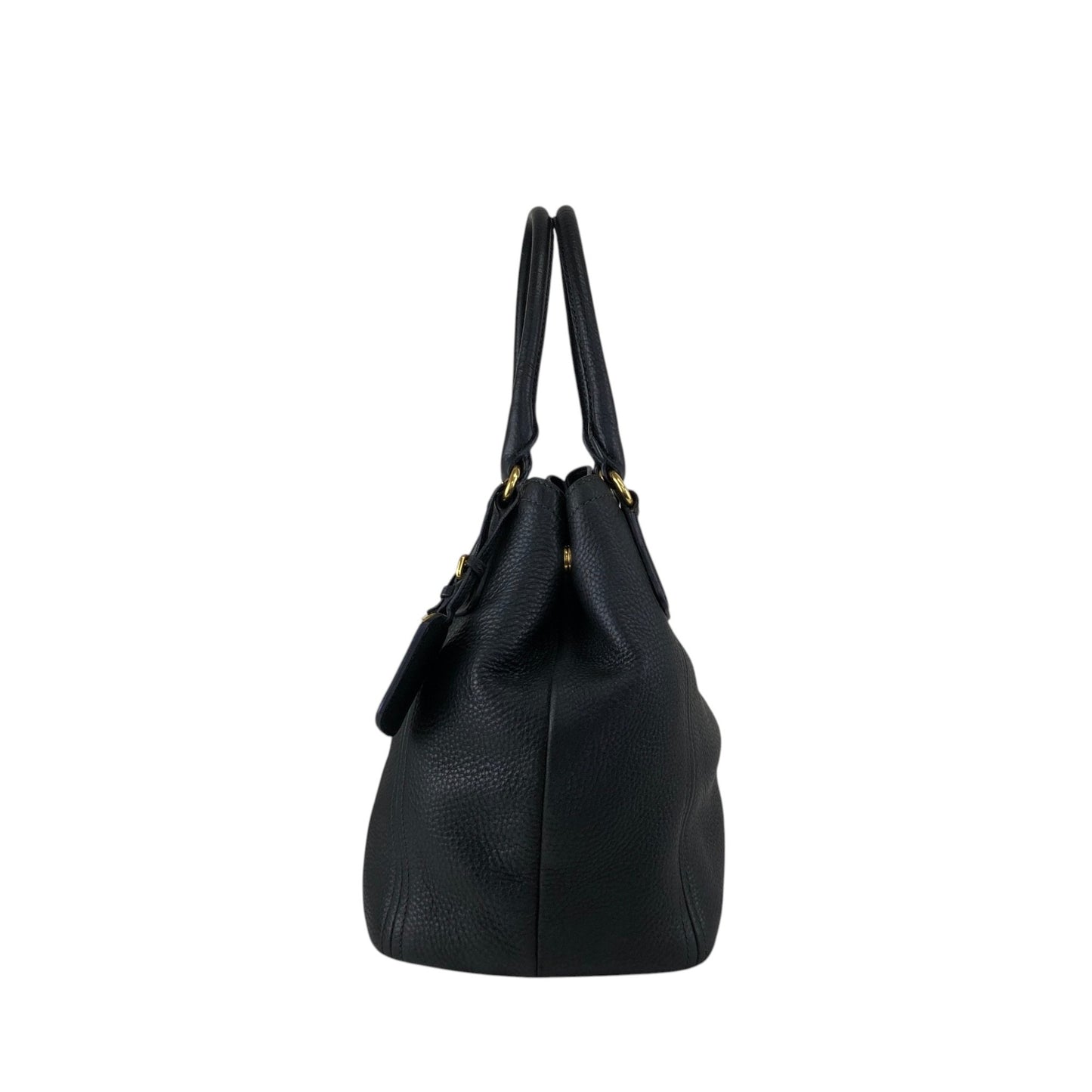 PRADA Logo Handbag Black BN2534 Vintage 6ubit3