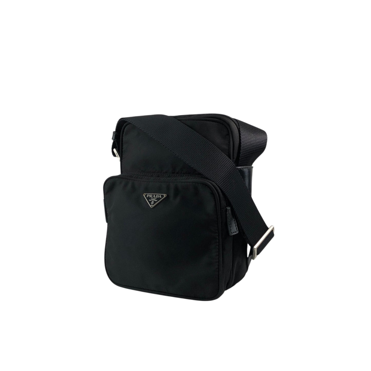 PRADA Tessuto Triangle Logo Small Shoulder bag Black Vintage 2vvf25