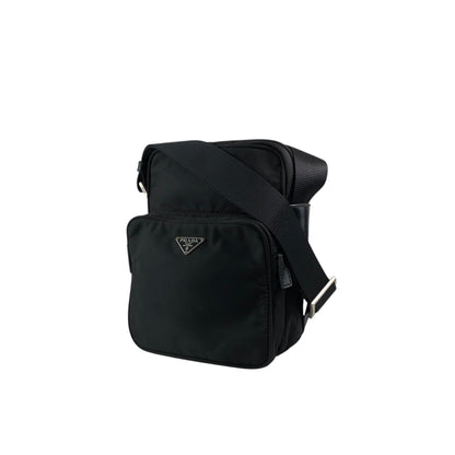 PRADA Tessuto Triangle Logo Small Shoulder bag Black Vintage 2vvf25