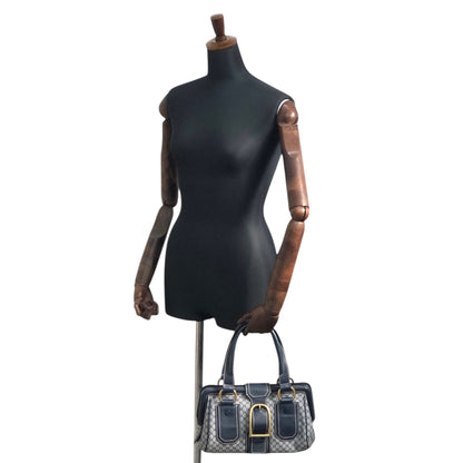 CELINE Blason Front Buckle Handbag Navy Vintage rk6nfn