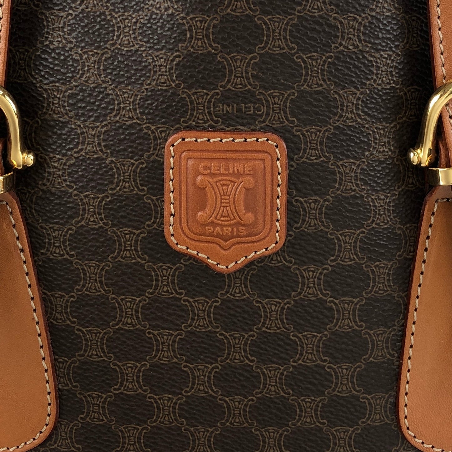 CELINE Macadam Blason Handbag Totebag Brown Vintage 8jw5jg