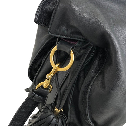 LOEWE Anagram Logo Tassel Drawstring Shoulder bag Black Vintage t47mw4