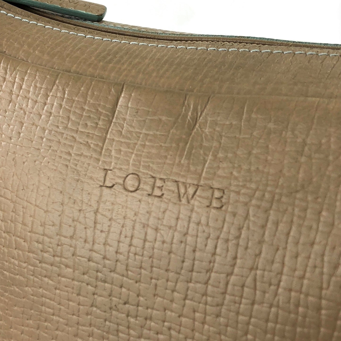 LOEWE LogoEmbossed Leather round Handbag Beige Vintage 8yfnvw