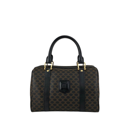 CELINE Macadam Blason Small Boston bag Handbag Black Vintage 5whgfy