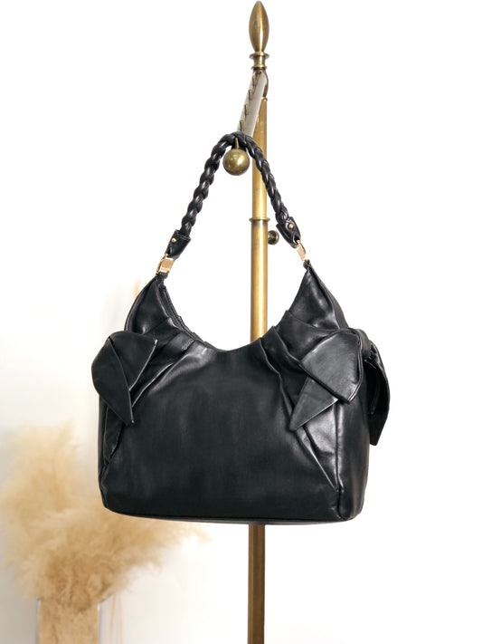 Salvatore Ferragamo Vala Ribbon Shoulder bag Hobobag Black Vintage nbxkia