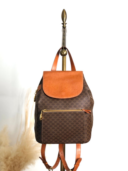 CELINE Macadam Triomphe Flap Backpack Brown Vintage mesz66