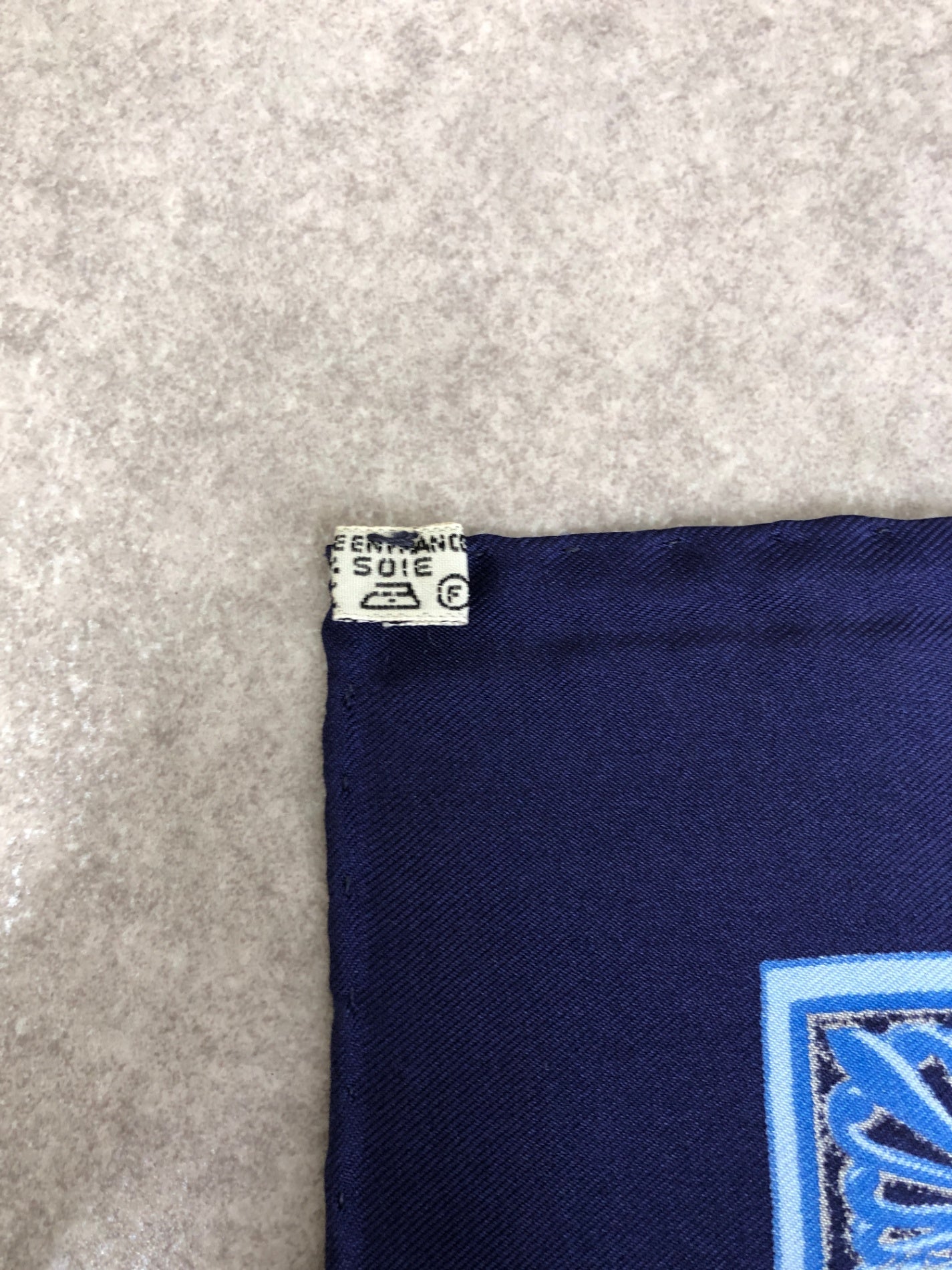 HERMES Silk Scarf White×Blue Vintage avkayp