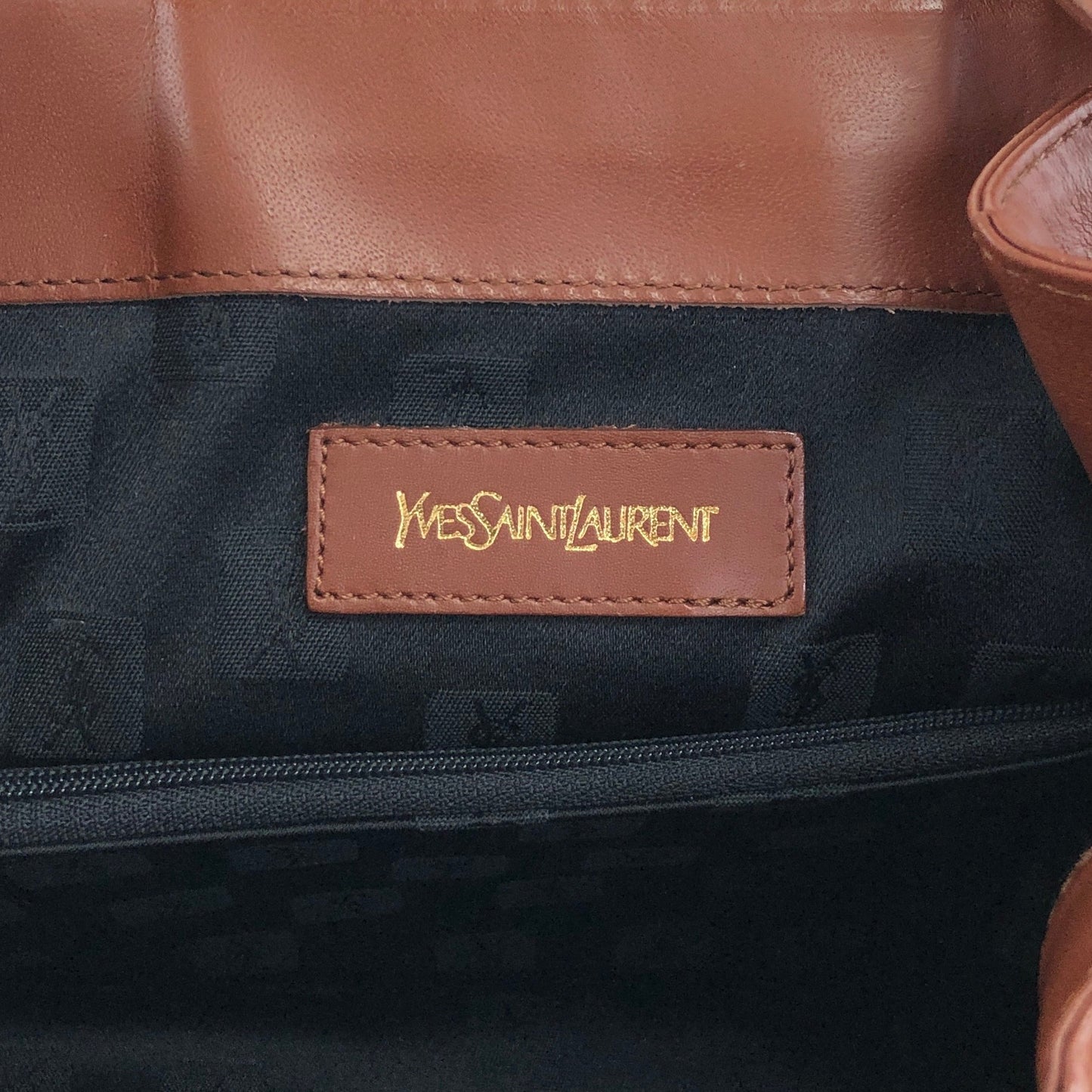 Yves Saint Laurent Logo Drawstring Shoulder bag Brown Vintage vjh7bs