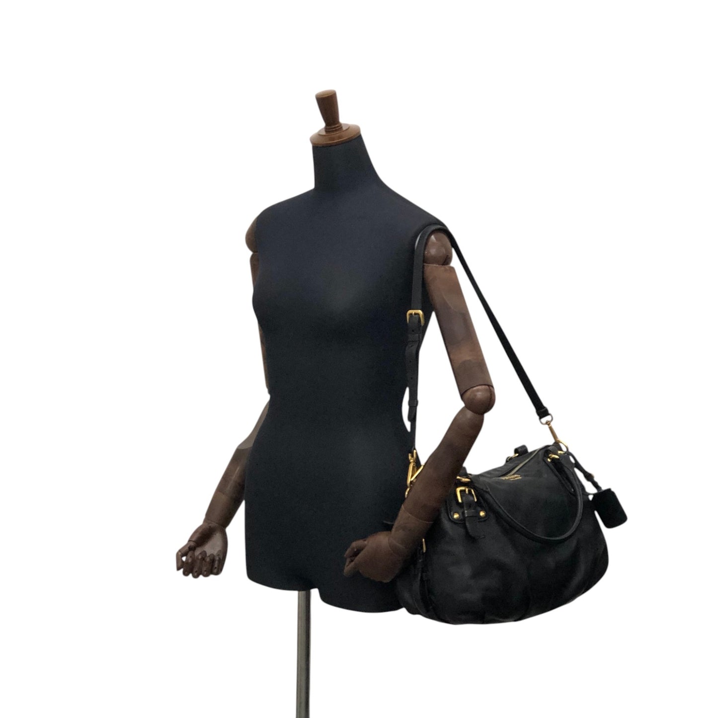 PRADA Logo Two-way Handbag Shoulder bag Black Vintage jrndes