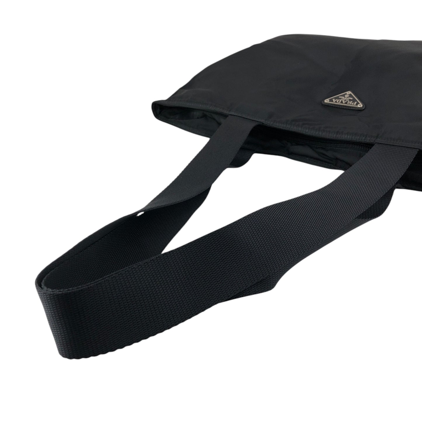 PRADA Tessuto Triangle Logo Handbag Totebag Black Vintage crng7f