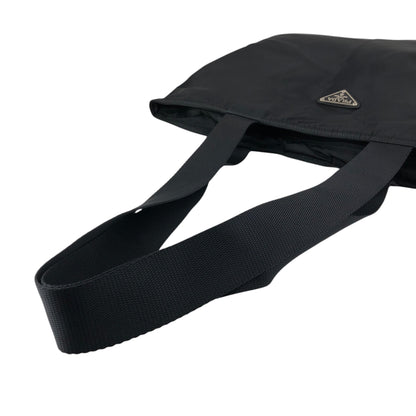 PRADA Tessuto Triangle Logo Handbag Totebag Black Vintage crng7f