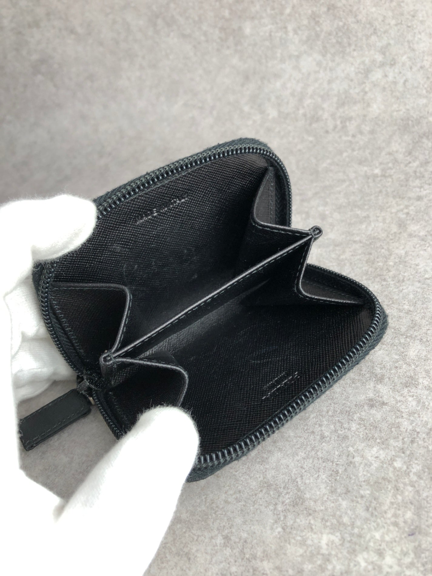 PRADA Tessuto Triangle Logo Coin Purse Black Vintage 4nbjju