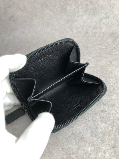 PRADA Tessuto Triangle Logo Coin Purse Black Vintage 4nbjju