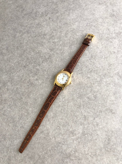GUCCI Logo Quartz Watch Brown Vintage 42gi68