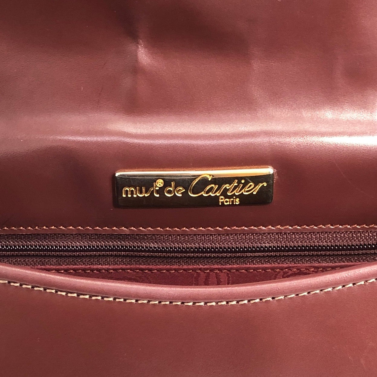 Cartier Logo Flap Shoulder bag Bordeaux Vintage ck7kmr