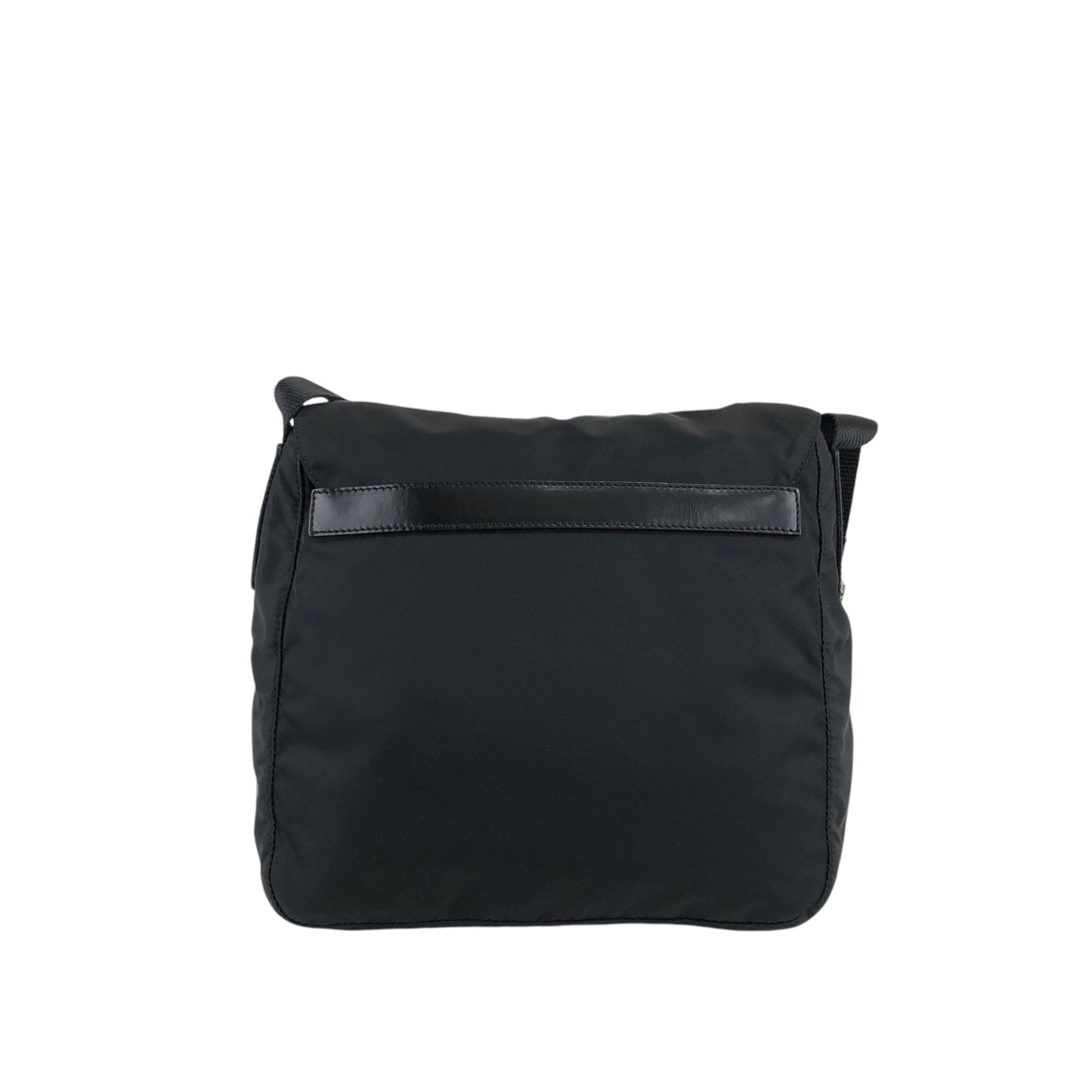 PRADA Triangle Logo Front Buckle Shoulder bag Black Vintage cxgmd6