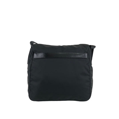 PRADA Triangle Logo Front Buckle Shoulder bag Black Vintage cxgmd6