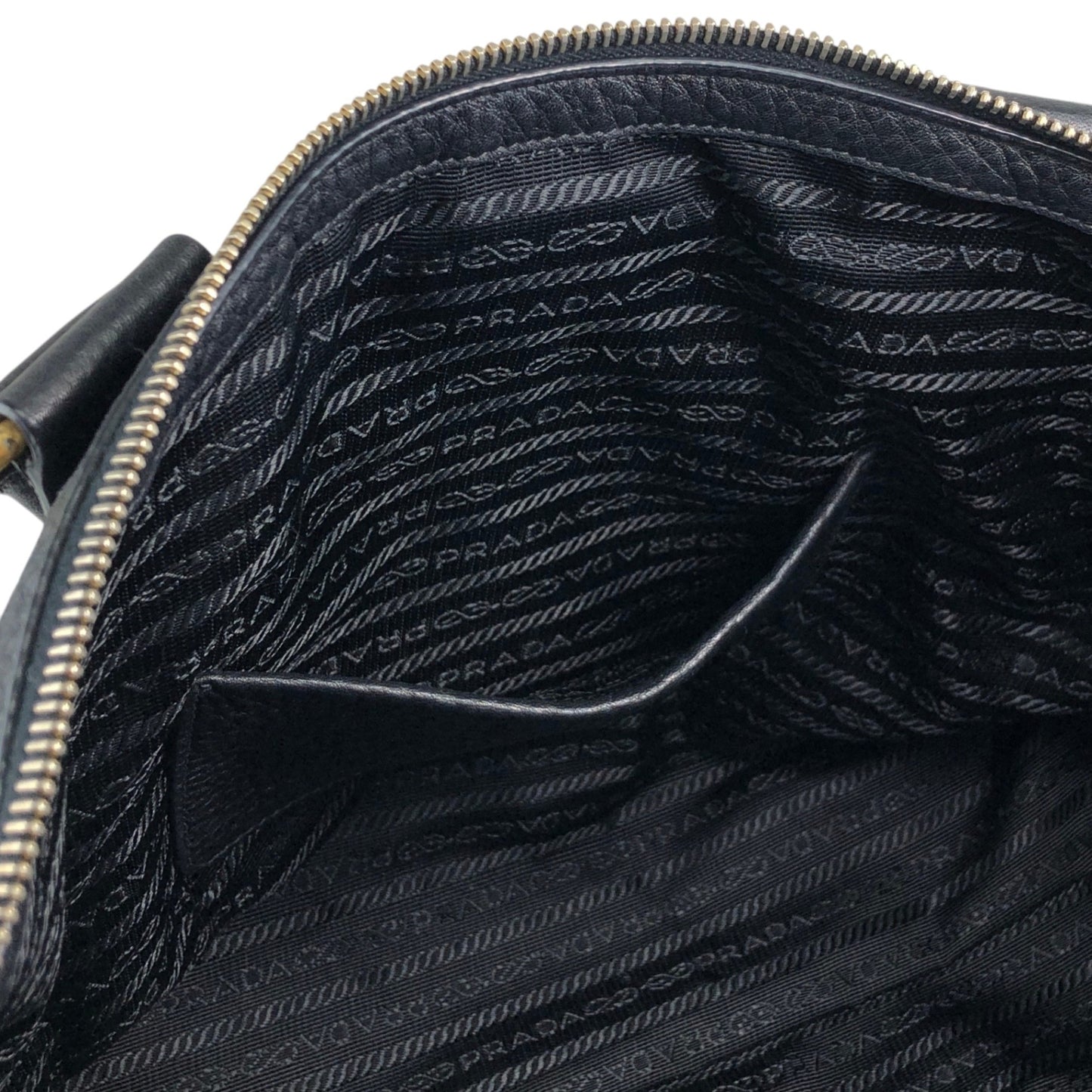 PRADA Logo Two-way Small Boston bag Shoulder bag Black Vintage h5k5fy