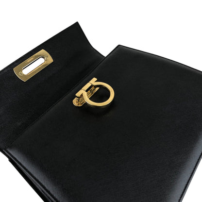 Salvatore Ferragamo Gancini Two-way Handbag Shoulder bag Black Vintage 67icsp