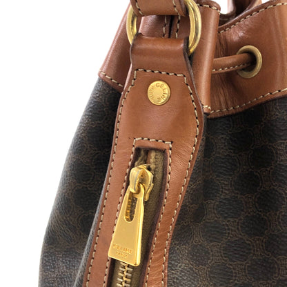 CELINE Macadam Blason  PVC Leather Drawstring Shoulder bag Brown Vintage 3z2thj