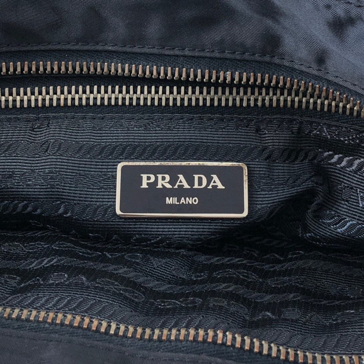 PRADA Logo Front Buckle Shoulder bag Navy Vintage eiigp4