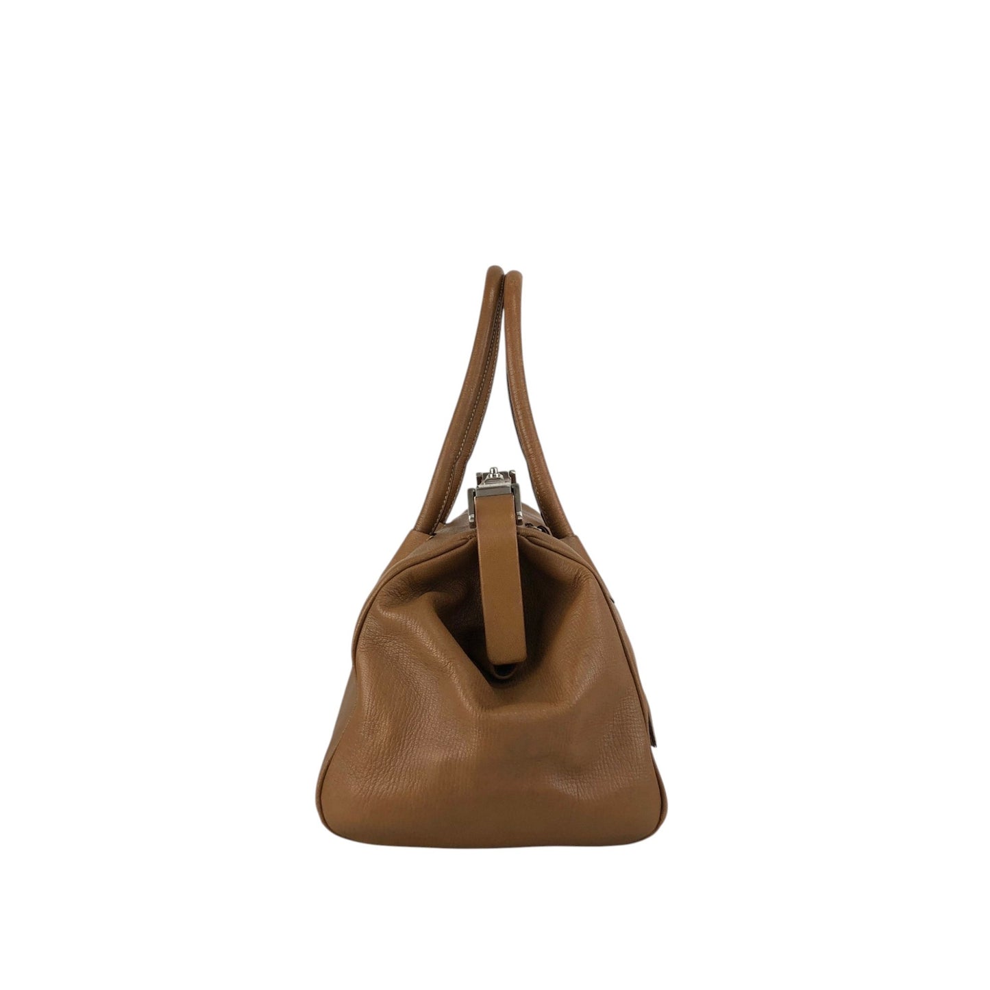PRADA Metal Clasp Handbag Brown Vintage d6nuka
