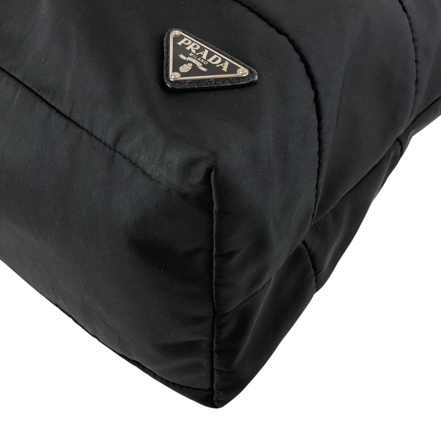 PRADA Tessuto Triangle Logo Two-way Handbag Shoulder bag Black Vintage 4s54ei