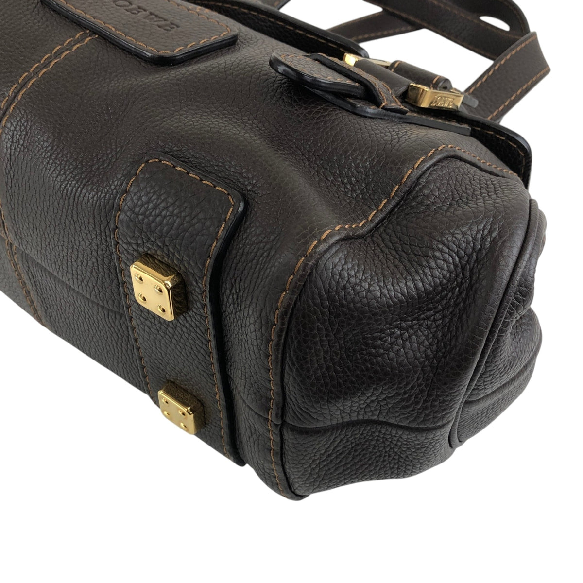 LOEWE Logo Embossed Handbag Brown Vintage s7e7fm