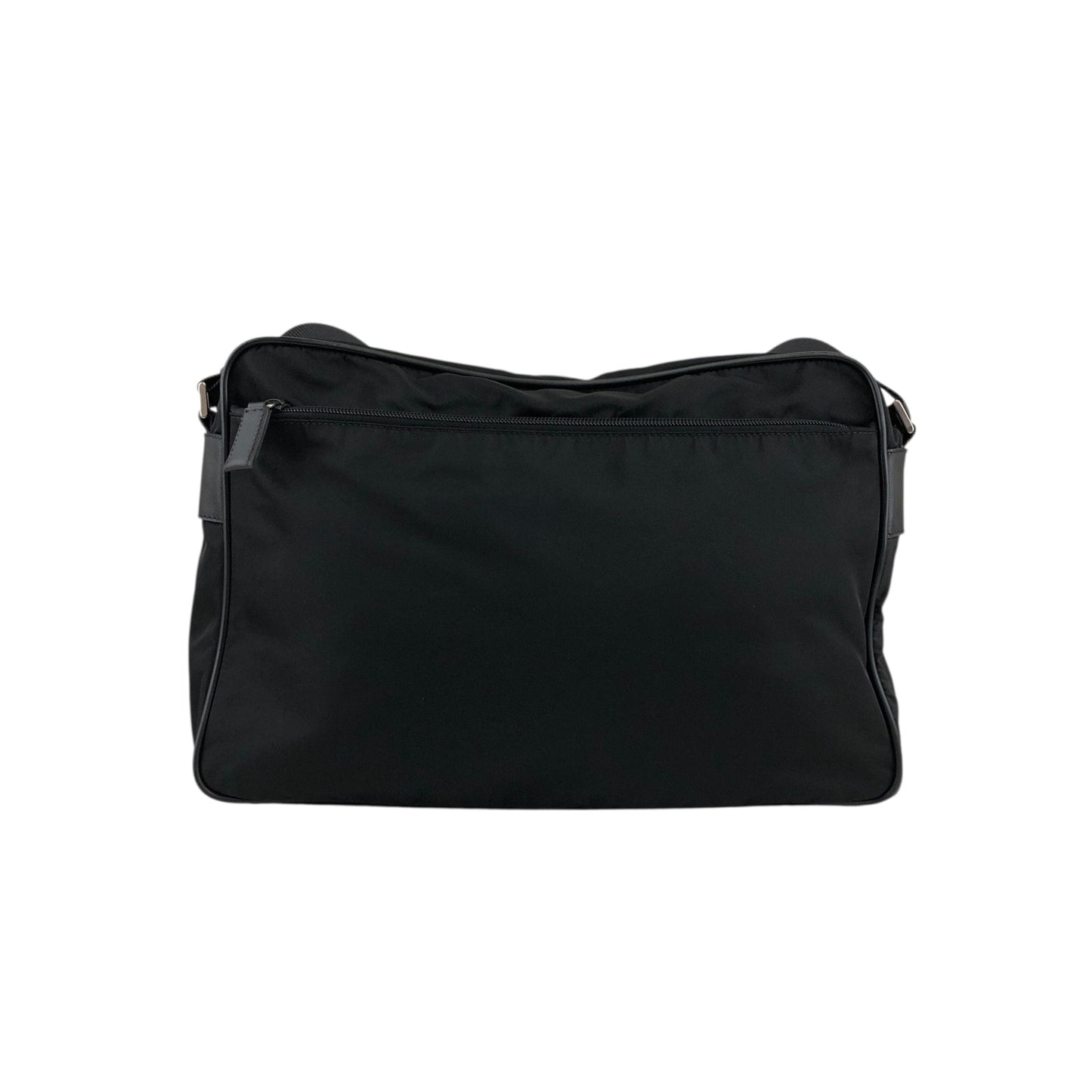 PRADA 三角形標誌雙口袋單肩包 黑色復古 nmgd27