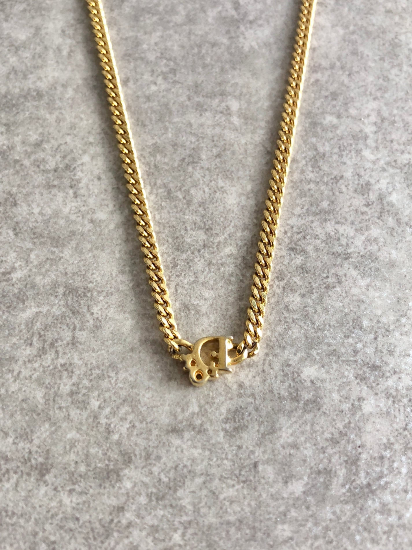 Christian Dior Logo Motif Necklace Gold Vintage t2hpp4