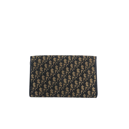 Christian Dior Trotter CD Logo Chain Shoulder bag Navy Vintage bmy3ab