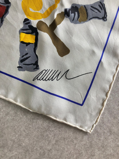 LOUIS VUITTON Scarf White Vintage 6x6gie