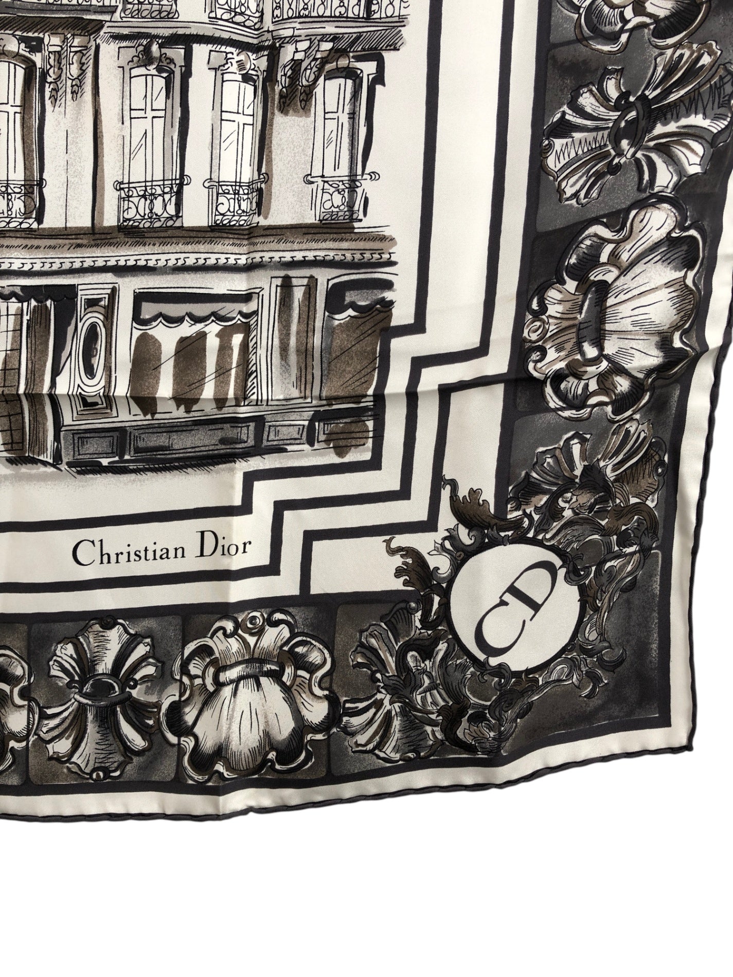 Christian Dior Silk Scarf Black×White Vintage 2dn4gf