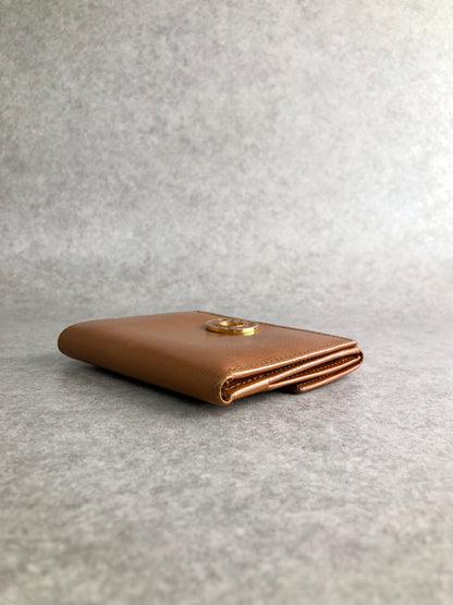 CELINE Circle Logo Folded Wallet Camel Vintage xhrnc5