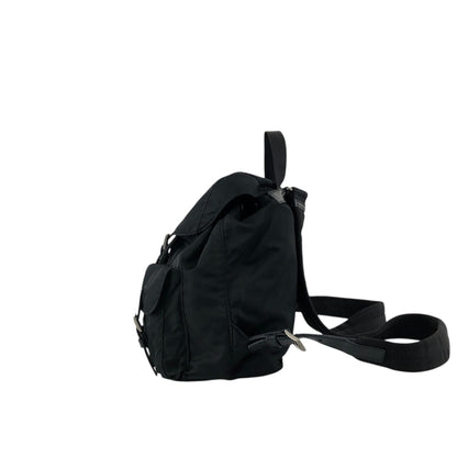 PRADA Tessuto Triangle Logo Double Pocket Backpack Black Vintage vjpnrf