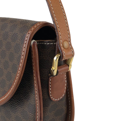 CELINE Macadam Blason Round Shoulder bag Brown Vintage v54uj5