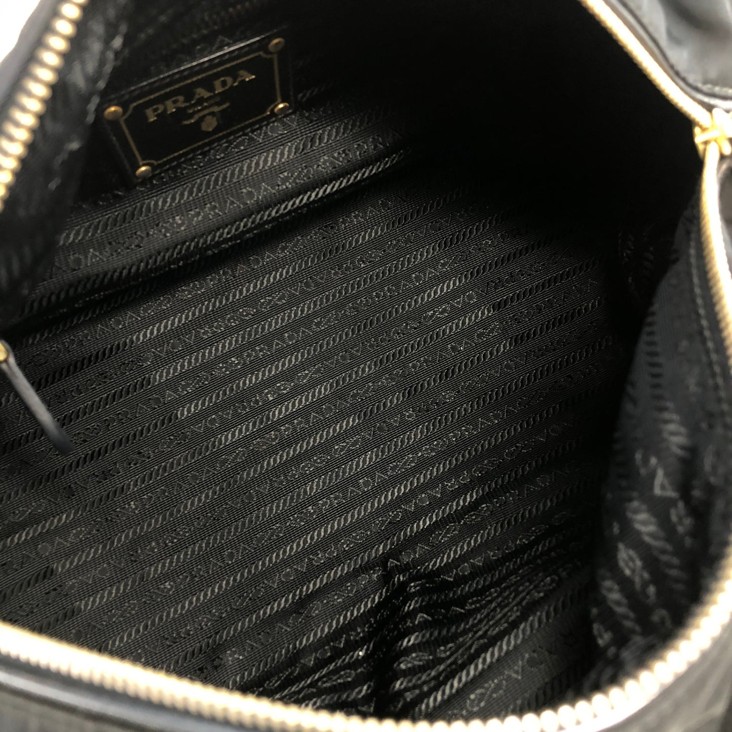 PRADA Logo Nylon Handbag Boston bag Black Vintage u67nrf