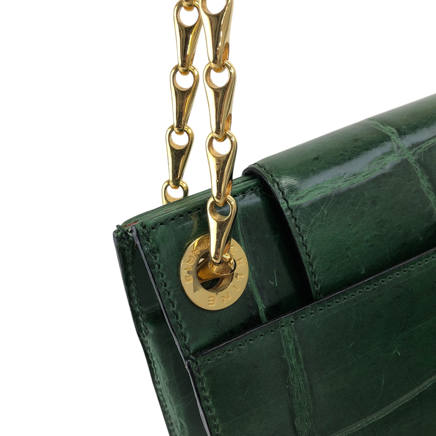 CELINE Chain Shoulder bag Green Vintage dwbc7x