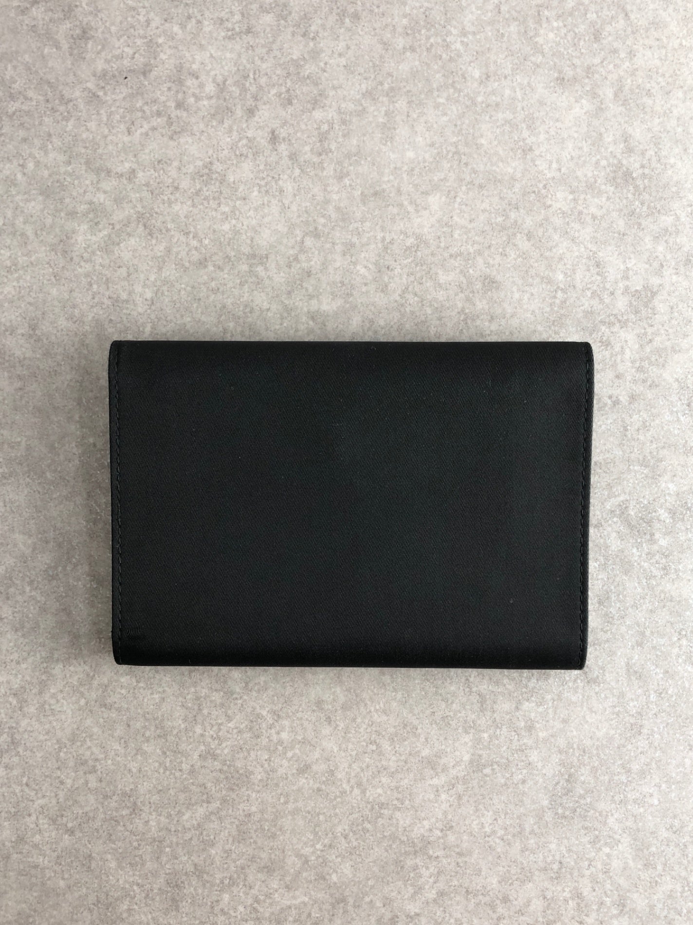PRADA Triangle Logo Trifold Wallet Black Vintage vdir46