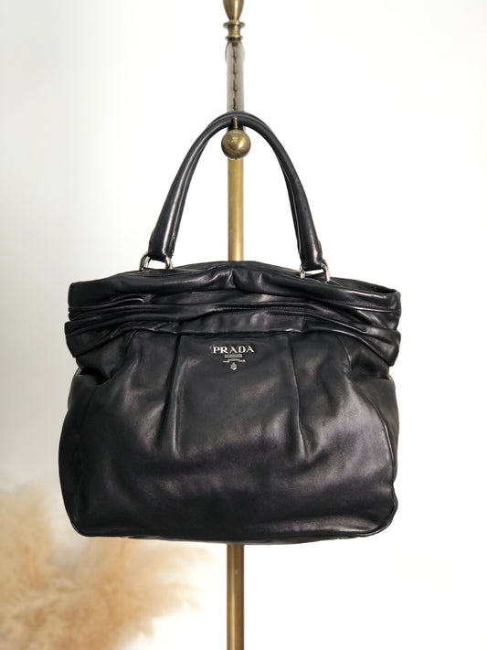 PRADA Logo Handbag Black Vintage bkzmzt