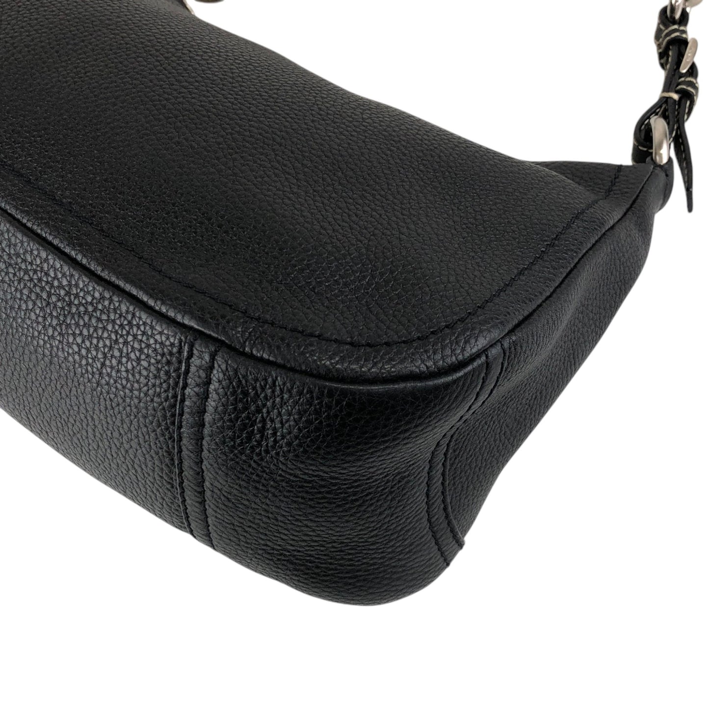 PRADA Triangle Logo Shoulder bag Hobobag Black Vintage 5at4nv