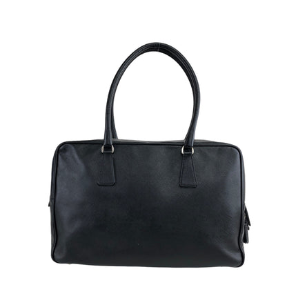 PRADA Saffiano Leather Handbag Black Vintage sxb4g6