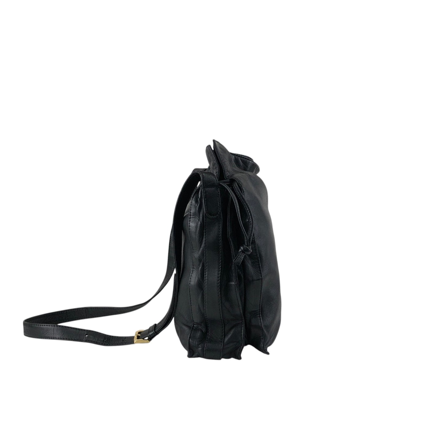 LOEWE Anagram Flamenco Drawstring Shoulder bag Black Vintage ak5uss