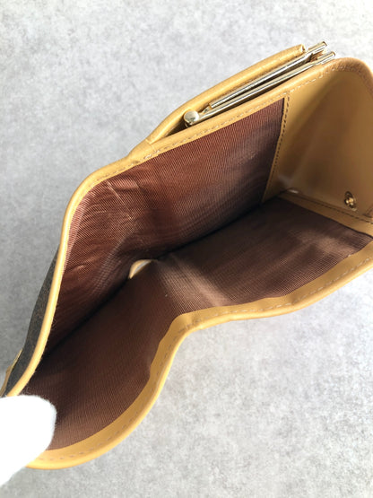 CELINE Macadam Blason Metal Clasp Folded Wallet Brown Vintage htr8be