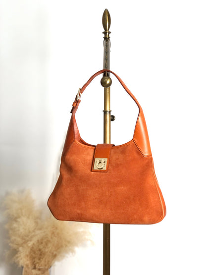 Salvatore Ferragamo Gancini Shoulder bag Brown Vintage dgh7fy