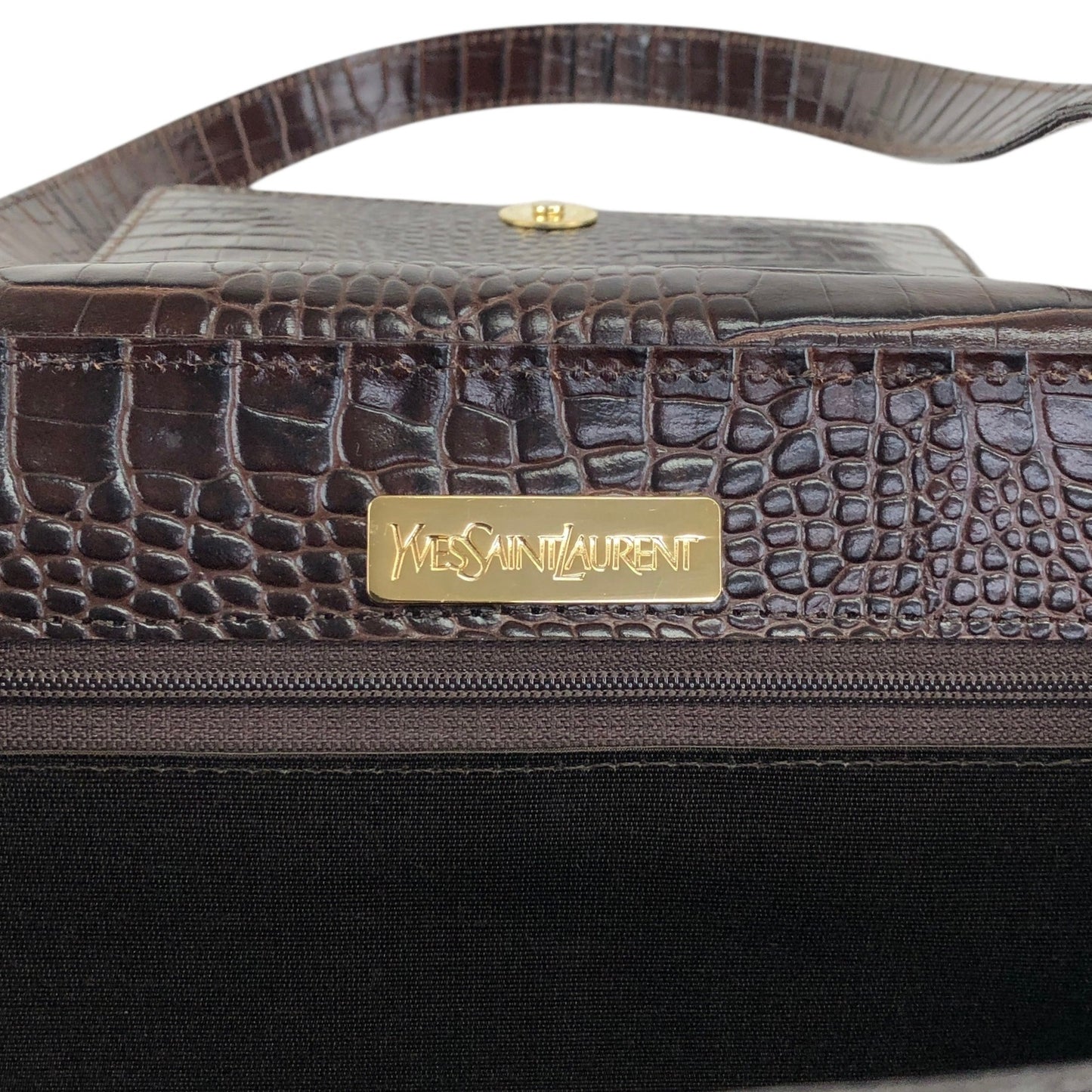 Yves Saint Laurent YSL Logo Handbag Brown Vintage 2xrtap