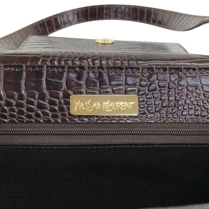 Yves Saint Laurent YSL Logo Handbag Brown Vintage 2xrtap
