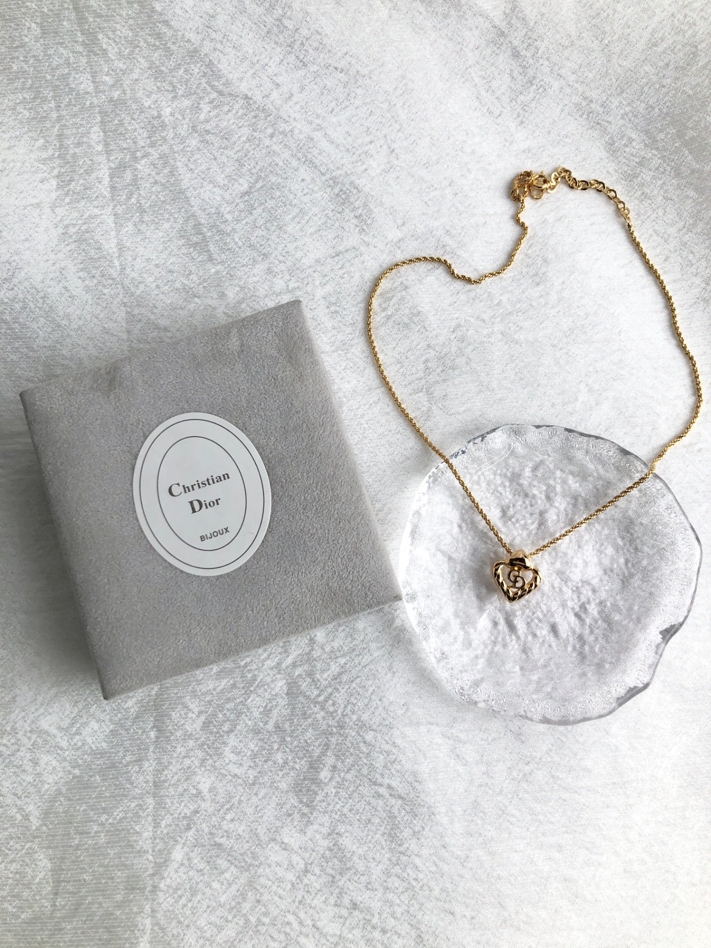 Christian Dior CD Logo Heart Motif Necklace Gold Vintage zck2u4