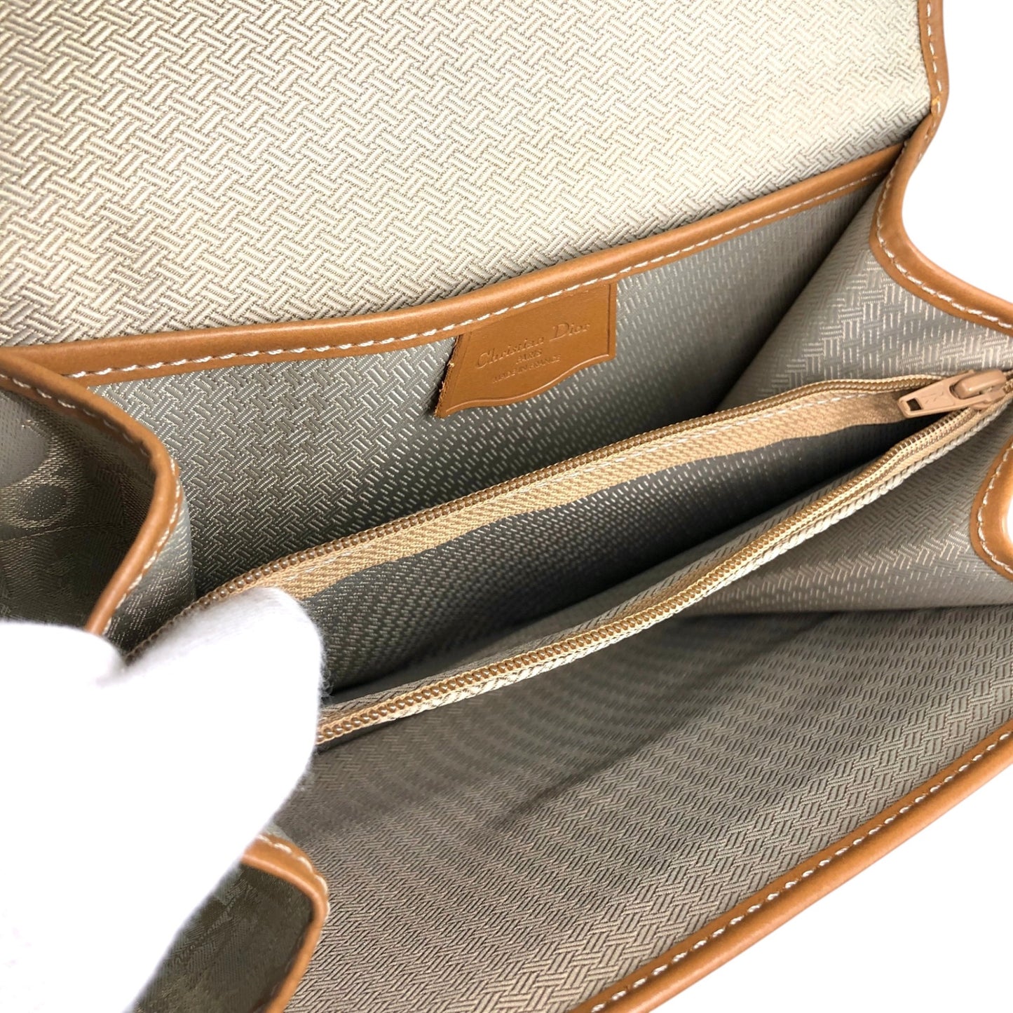 Christian Dior Trotter Handbag Beige Vintage dz5dit