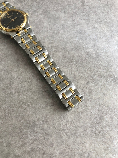 GUCCI Logo Quartz Watch Silver×Gold 9000M Vintage kfni2y